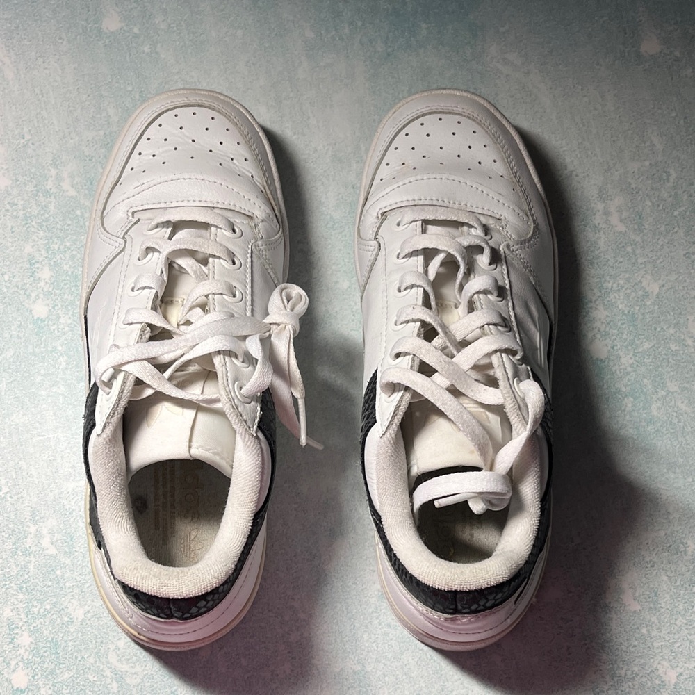 adidas White Sneakers with Black Heel & Cream Midsole Accent